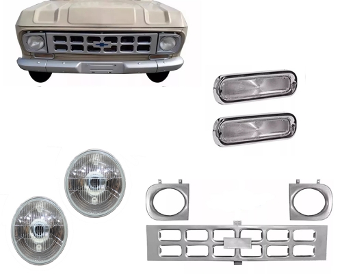 Kit Grade Radiador Par Farol e Piscas D10 C10 Veraneio /84