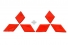 Emblema Resinado Logo Mitsubishi (Vermelho) Grade + Tampa Tras Triton Savana 14/... (Par)